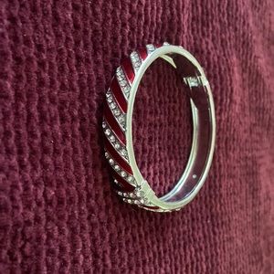 Costume Red, Silver, and White  Round Bangle Magnetic Clasp